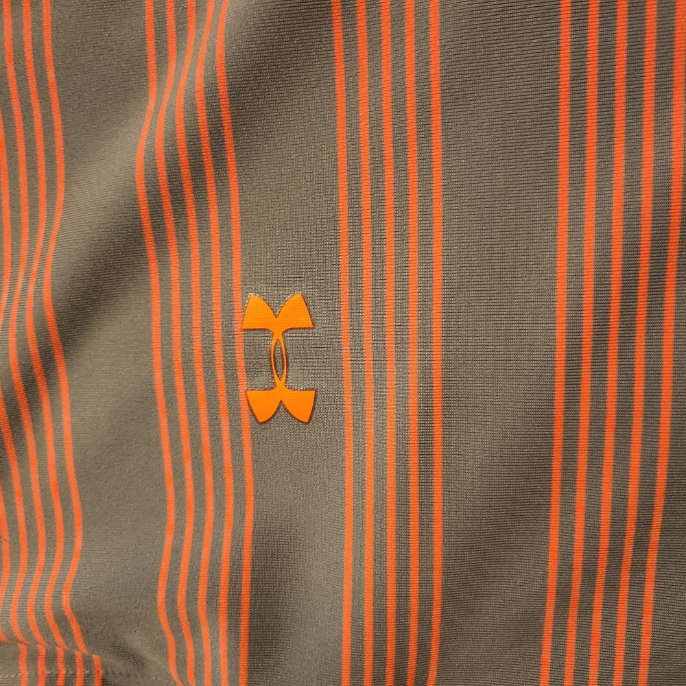 Under Armour Gray and Orange Striped Polo Shirt - Picture 2 of 3